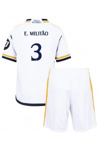 Fotbalové Dres Real Madrid Eder Militao #3 Dětské Domácí Oblečení 2023-24 Krátký Rukáv (+ trenýrky)